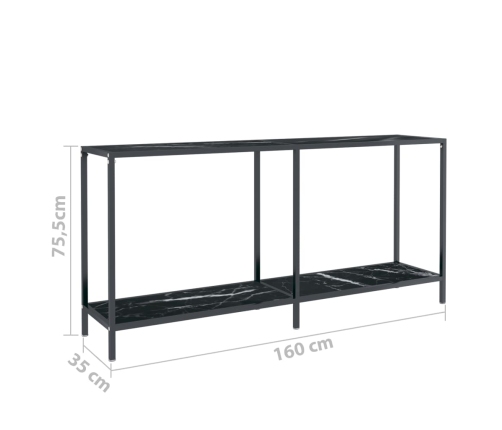 Mesa consola vidrio templado negro 160x35x75,5 cm