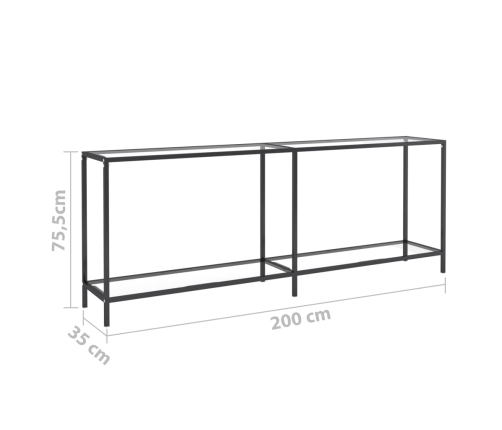 Mesa consola transparente vidrio templado 200x35x75,5 cm