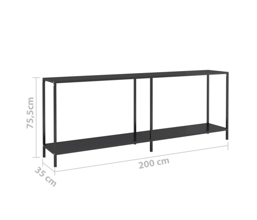 Mesa consola vidrio templado negro 200x35x75,5 cm