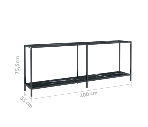 Mesa consola vidrio templado negro 200x35x75,5 cm