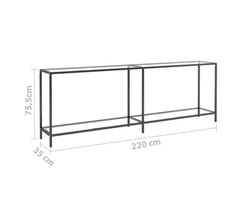 Mesa consola vidrio templado transparente 220x35x75,5 cm