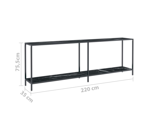 Mesa consola vidrio templado negro 220x35x75,5 cm