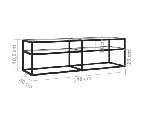 Mueble para TV vidrio templado transparente 140x40x40,5 cm