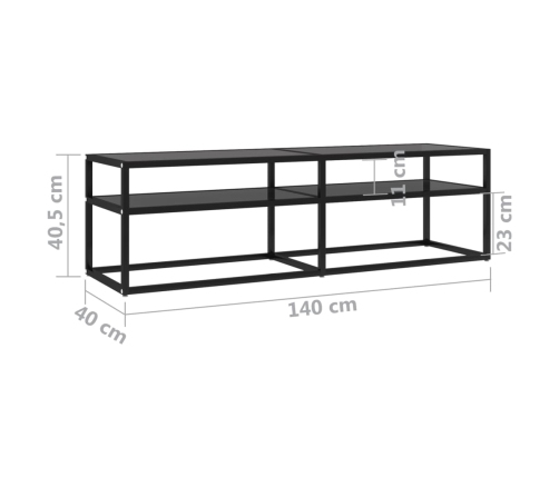 Mueble para TV vidrio templado negro 140x40x40,5 cm