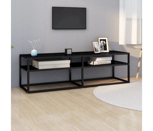 Mueble para TV vidrio templado negro 140x40x40,5 cm