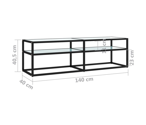 Mueble de TV vidrio templado color mármol blanco 140x40x40,5 cm