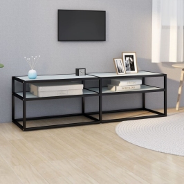 Mueble de TV vidrio templado color mármol blanco 140x40x40,5 cm
