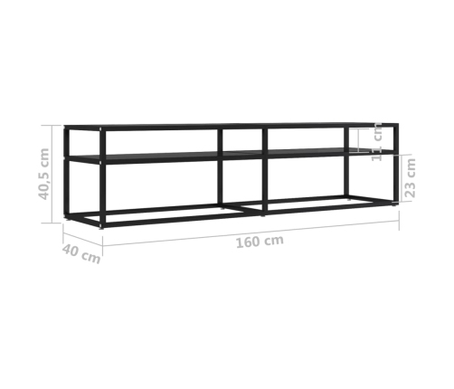 Mueble para TV vidrio templado negro 160x40x40,5 cm