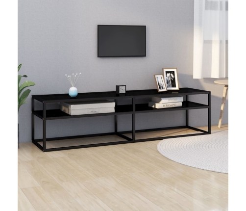 Mueble para TV vidrio templado negro 160x40x40,5 cm