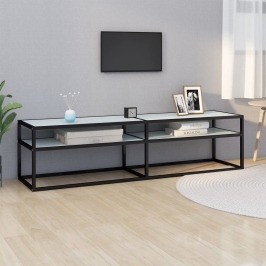 Mueble de TV vidrio templado color mármol blanco 160x40x40,5 cm