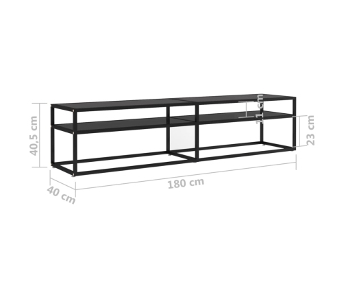 Mueble para TV vidrio templado negro 180x40x40,5 cm