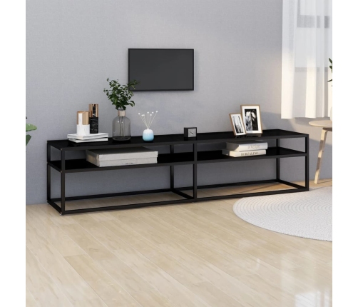 Mueble para TV vidrio templado negro 180x40x40,5 cm