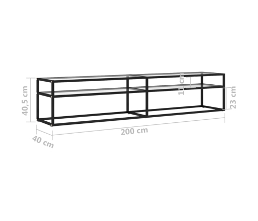 Mueble para TV vidrio templado transparente 200x40x40,5 cm