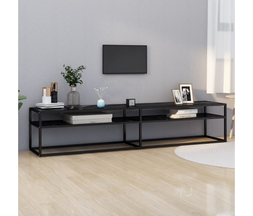 vidaXL Mueble de TV vidrio templado color mármol negro 200x40x40,5 cm