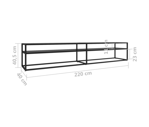 Mueble para TV vidrio templado negro 220x40x40,5 cm