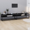 Mueble para TV vidrio templado negro 220x40x40,5 cm