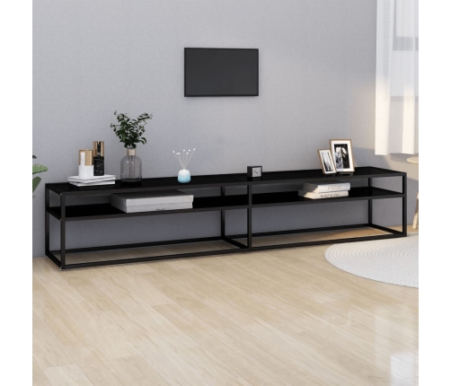 Mueble para TV vidrio templado negro 220x40x40,5 cm