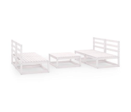 Set de salón de jardín de 5 pzas blanco madera maciza de pino