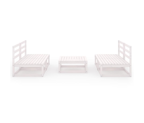 Set de salón de jardín de 5 pzas blanco madera maciza de pino