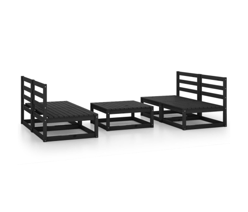 Juego de muebles de jardín 5 pzas y cojines negro madera pino