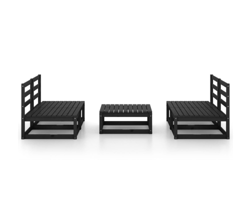 Juego de muebles de jardín 5 pzas y cojines negro madera pino
