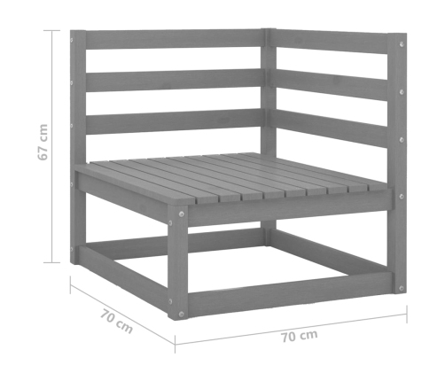 Sofá de jardín 2 plazas gris madera maciza pino