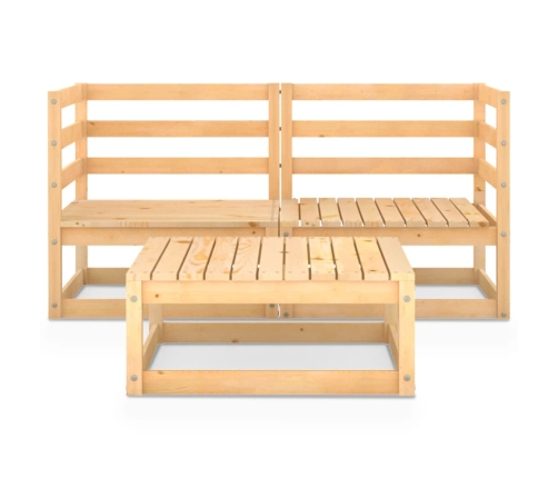 Juego de muebles de jardín 3 piezas madera maciza de pino