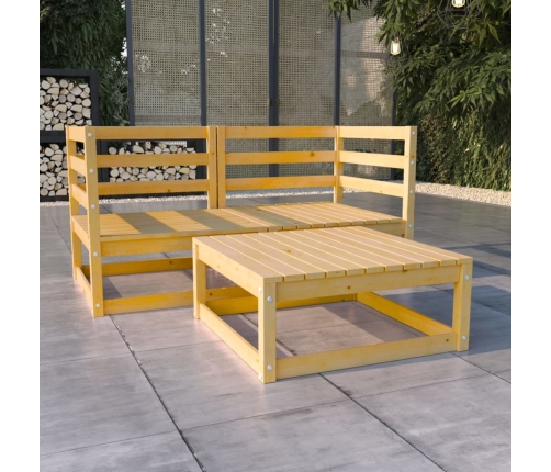 Juego de muebles de jardín 3 piezas madera maciza de pino