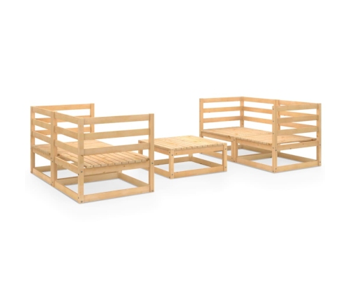 Juego de muebles de jardín 5 piezas madera maciza de pino
