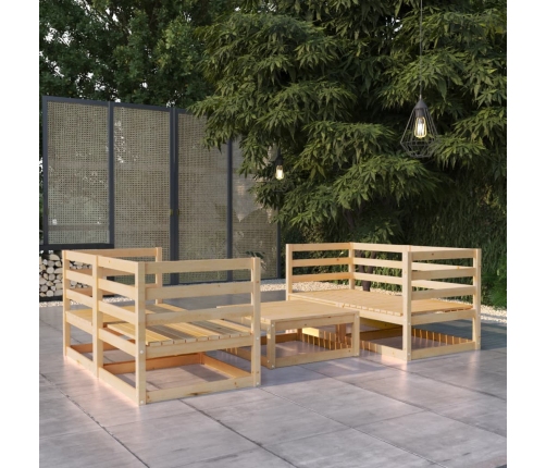 Juego de muebles de jardín 5 piezas madera maciza de pino