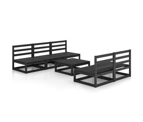 Juego de muebles de jardín 6 piezas negro madera maciza de pino