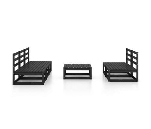 Juego de muebles de jardín 6 piezas negro madera maciza de pino