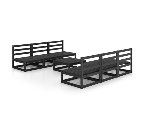 Juego de muebles de jardín 5 piezas negro madera maciza de pino
