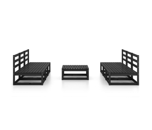 Juego de muebles de jardín 5 piezas negro madera maciza de pino