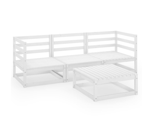Set de salón de jardín de 4 pzas blanco madera maciza de pino