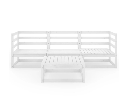 Set de salón de jardín de 4 pzas blanco madera maciza de pino