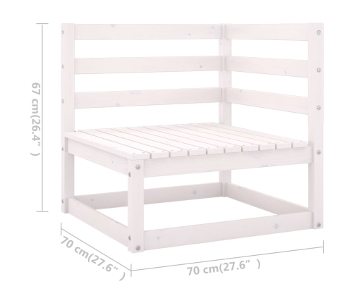 Set de salón de jardín de 4 pzas blanco madera maciza de pino
