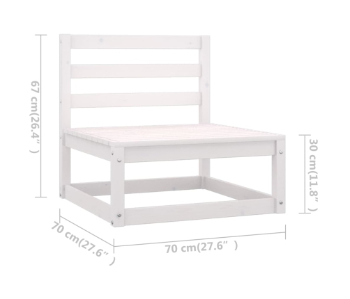 Set de salón de jardín de 4 pzas blanco madera maciza de pino