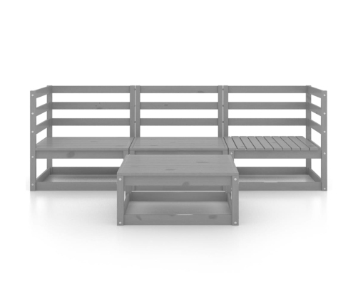 Juego de muebles de jardín 4 piezas gris madera maciza de pino
