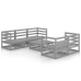 Juego de muebles de jardín 6 piezas gris madera maciza de pino