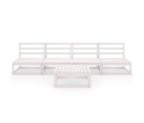 Set de salón de jardín de 5 pzas blanco madera maciza de pino