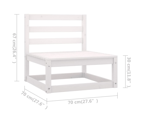 Set de salón de jardín de 5 pzas blanco madera maciza de pino