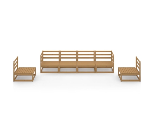 Muebles de jardín 6 piezas marrón miel madera maciza de pino