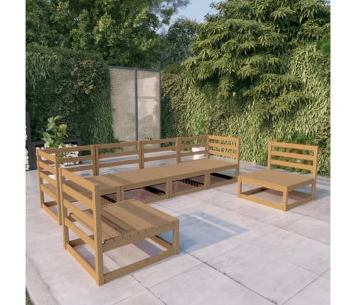 Muebles de jardín 6 piezas marrón miel madera maciza de pino