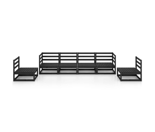 Juego de muebles de jardín 6 piezas negro madera maciza de pino