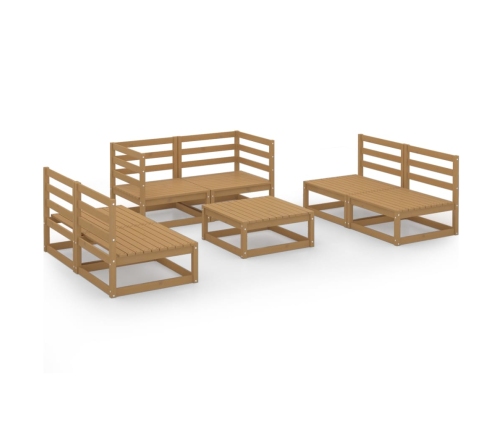 Muebles de jardín 7 piezas marrón miel madera maciza de pino