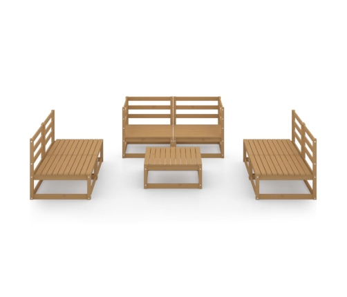 Muebles de jardín 7 piezas marrón miel madera maciza de pino