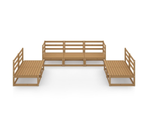 Muebles de jardín 7 piezas marrón miel madera maciza de pino