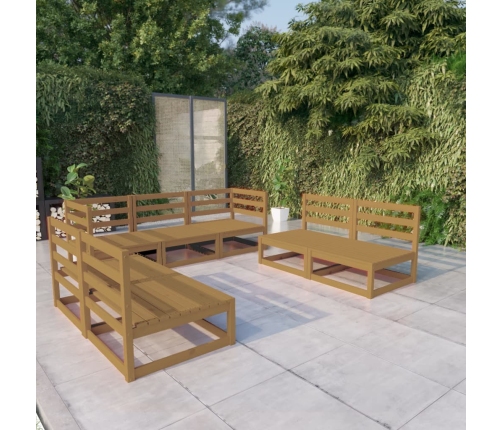 Muebles de jardín 7 piezas marrón miel madera maciza de pino
