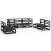 Juego de muebles de jardín 7 piezas negro madera maciza de pino
